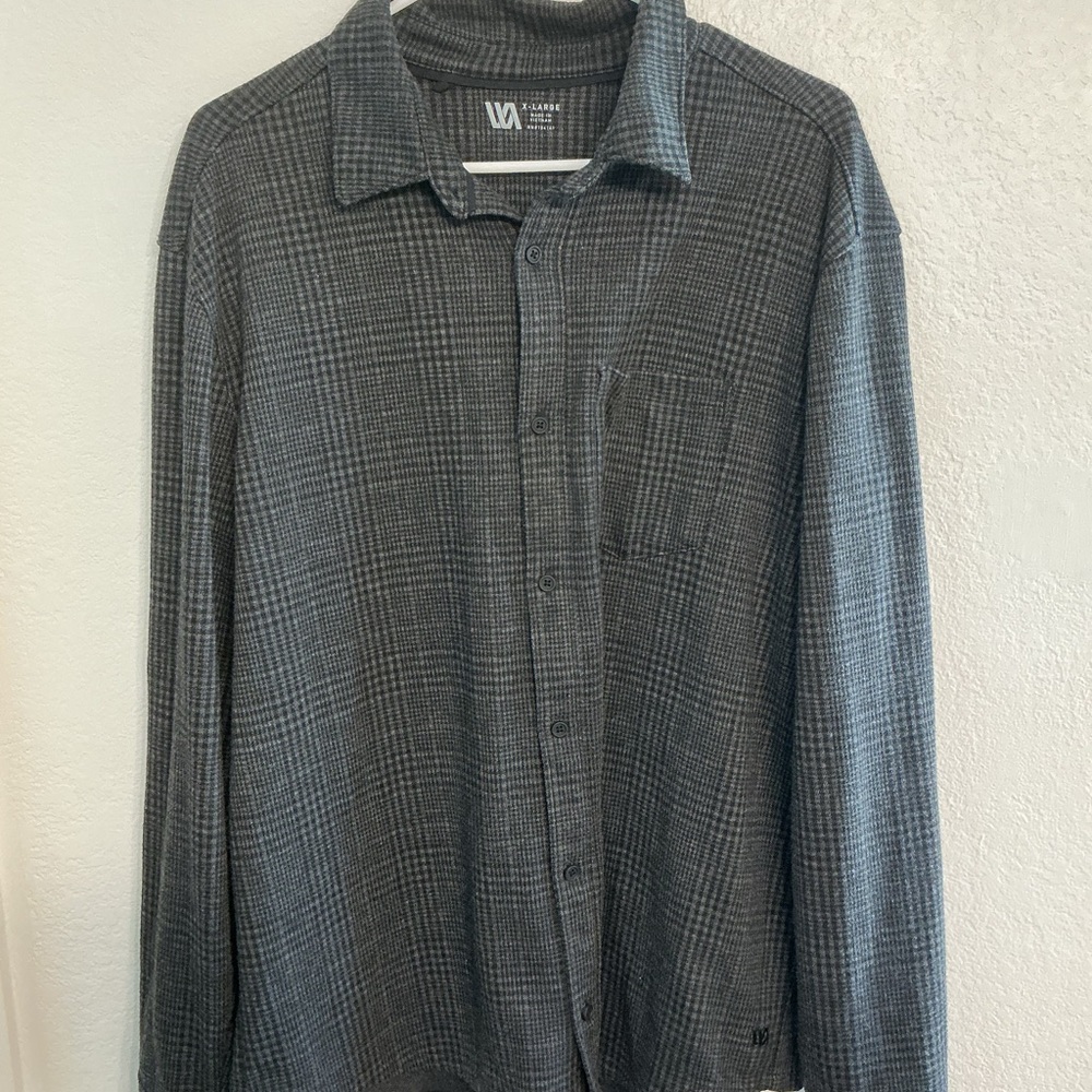Gray Plaid Button-Up Shirt